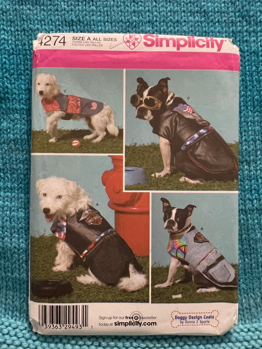 Simplicity 4274 dog clothes vest pattern  8in to 23in